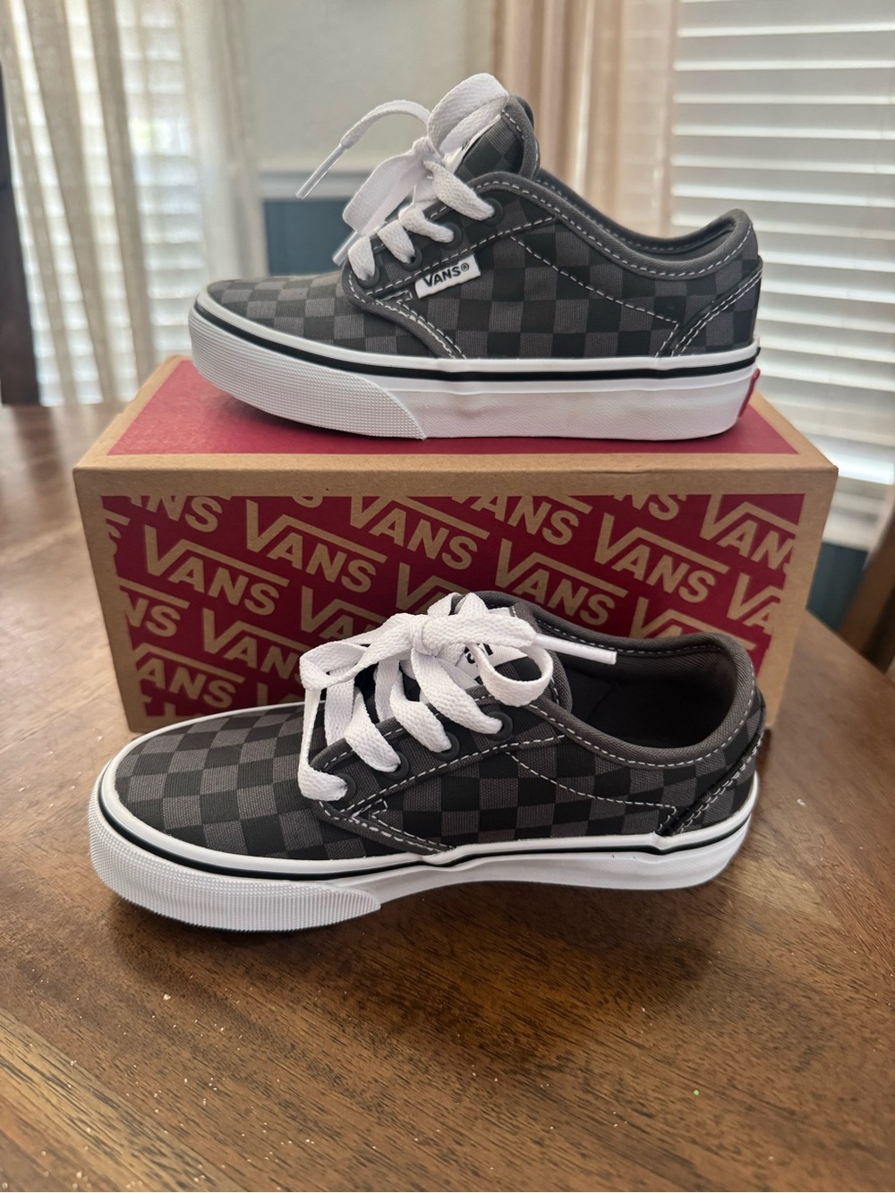 Vans Kids Dark Gray & Light Gray Checkerboard Low-Top Sneakers